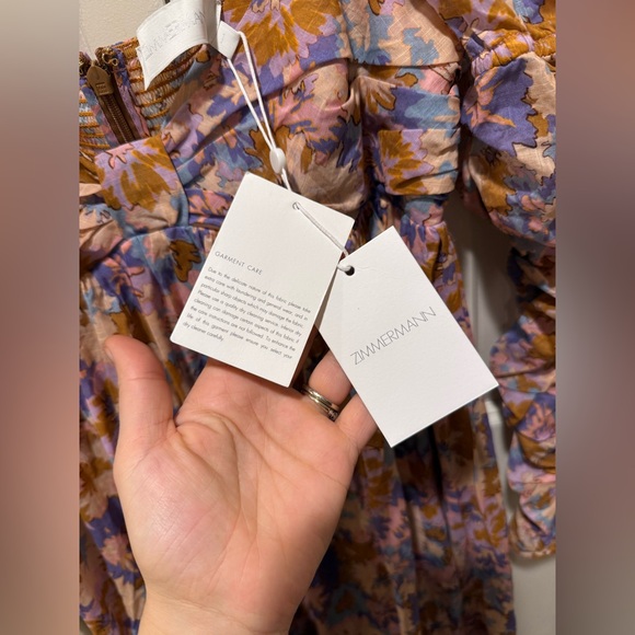 NWT Zimmerman Violet Twist Front Cotton-Voile Empire Waist Dress,size 1/size 6US - Picture 15 of 16